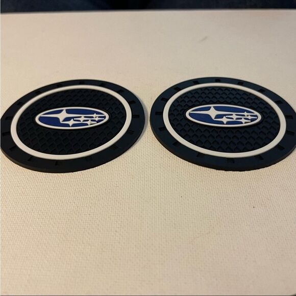 Subaru Car Cup Coasters in Black Set of 2 NWT - Picture 3 of 4